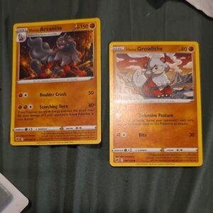 Pokemon Hisuian Arcanine and Growlithe Card Duo - Red and Orange